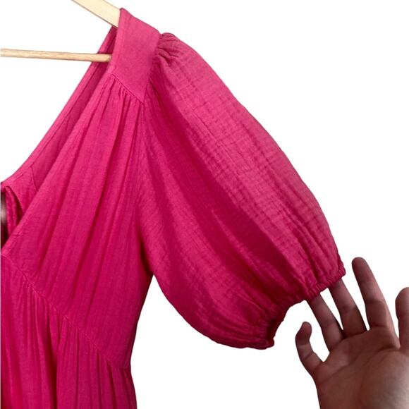 Xirena Nissa Open Back Tiered Puff Sleeve Mini Trapeze Dress Size Medium - Picture 5 of 10